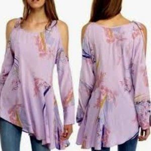 Free People Clear Skies Tunic or Mini Dress: Cold Shoulder: Lilac: Medium: NWT